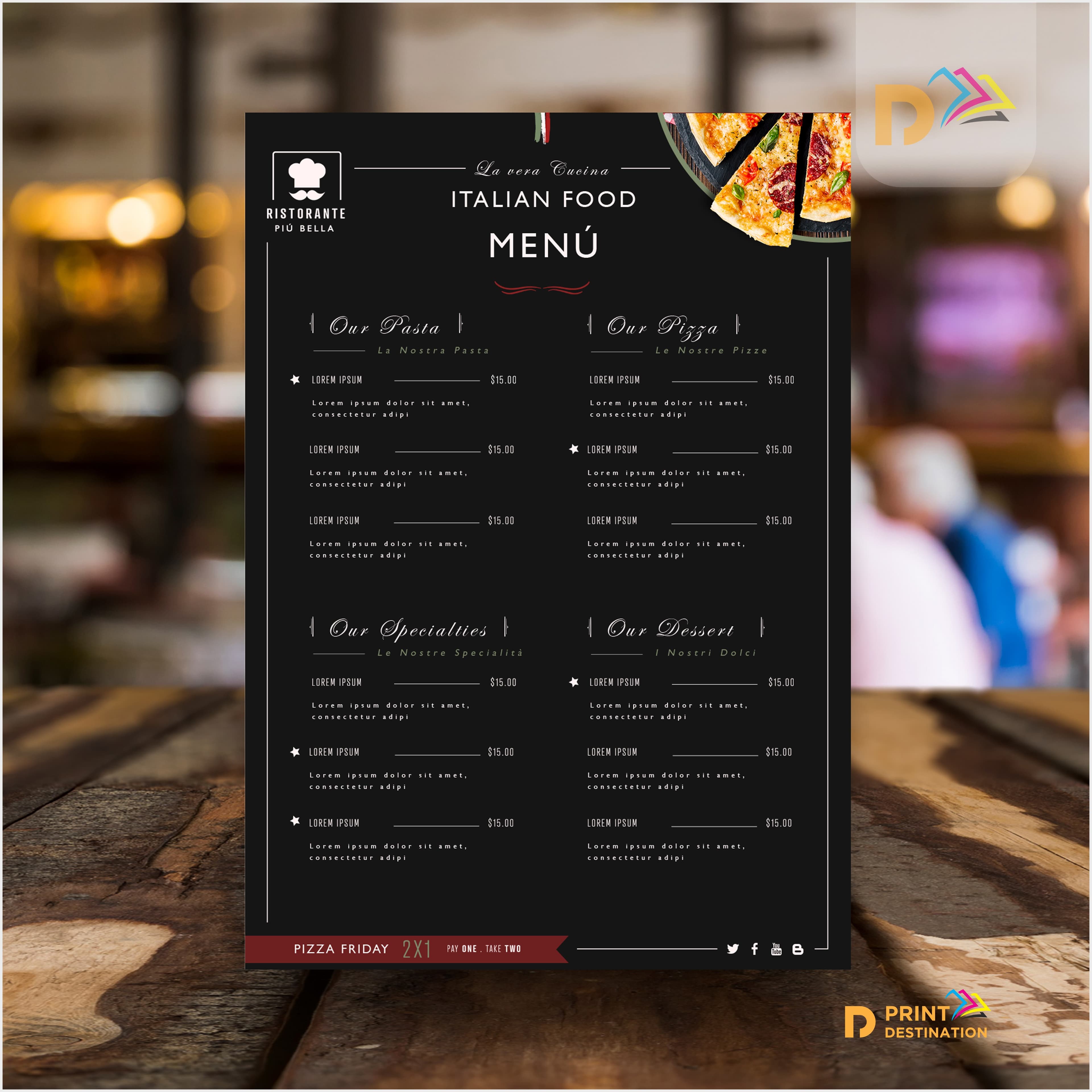 Flat Table Menus A3