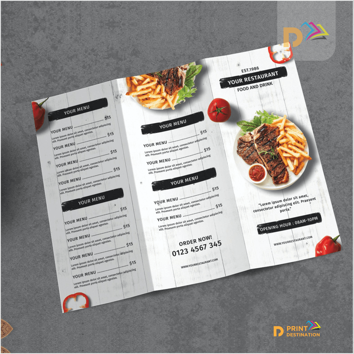 Folded Take Away Menus